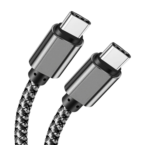 Duálny USB-C kábel 1 m Typ C na Typ C rýchlonabíjací kábel PD 60W 3A 5A nylonový opletený dátový kábel príslušenstvo čierna