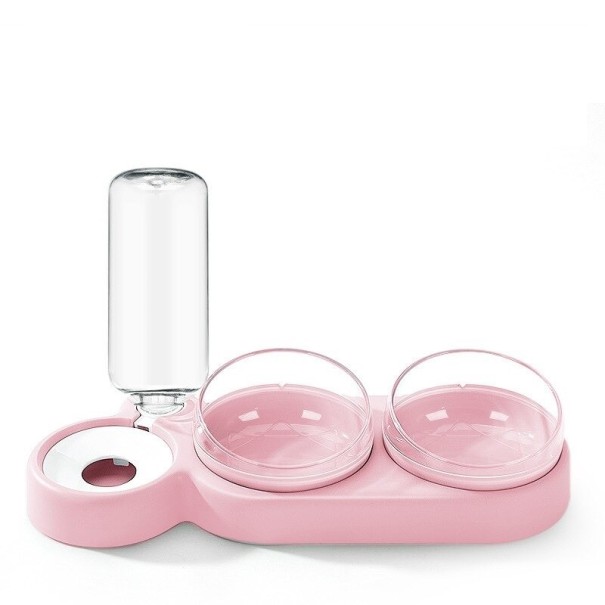 Dubbel skål med vattenbehållare rosa