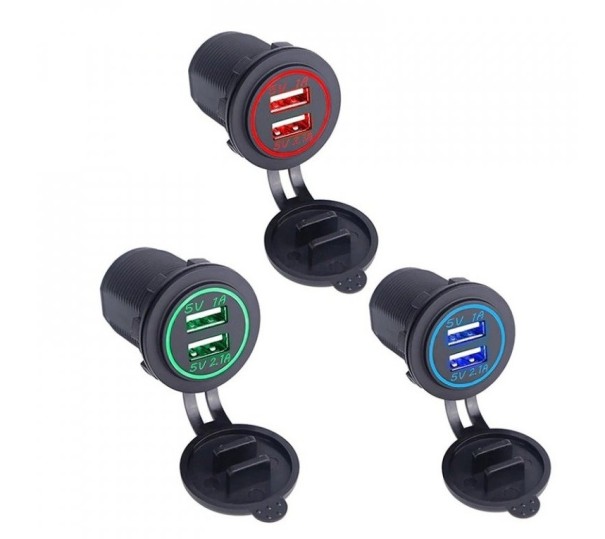 Dubbel USB-billaddare med lock K713
