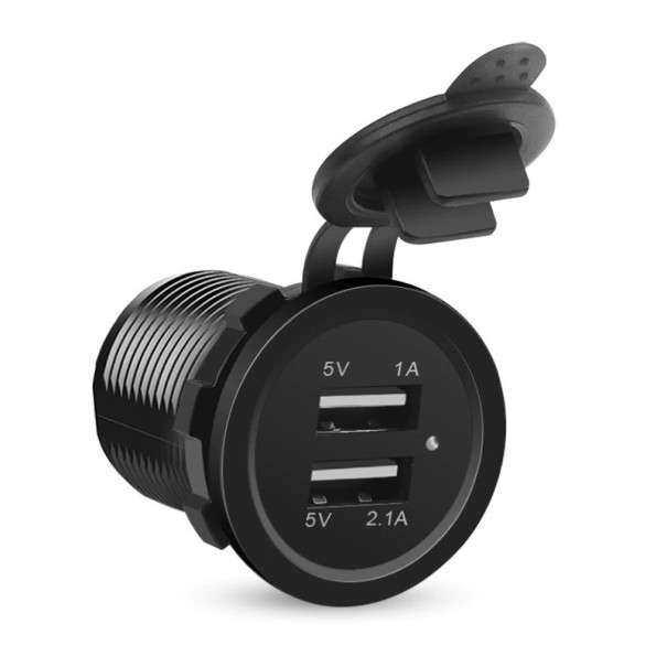 Dubbel USB billaddare med lock 1
