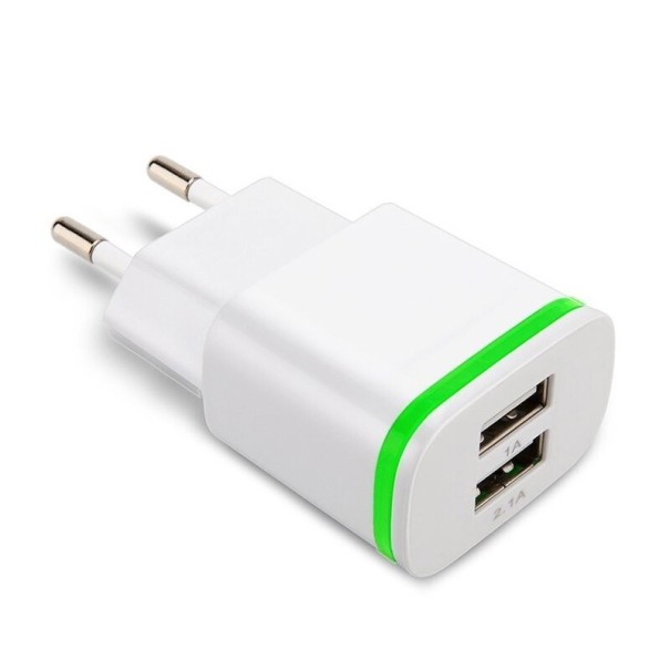 Dubbel USB-strömadapter K710 vit