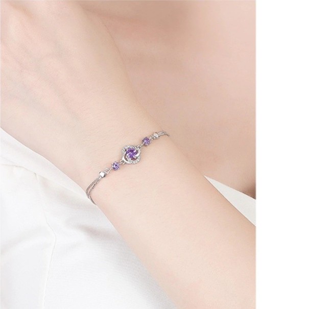 Dubbelarmband för kvinnor med stenar lila
