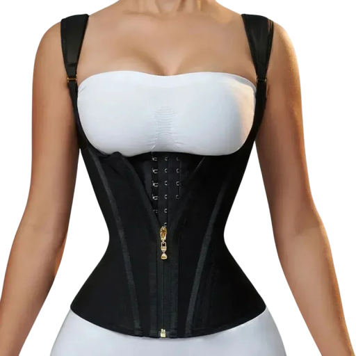 Dubbele compressie korset voor dames Afslankend ondergoed onder de borsten Taille- en buikcorrigerende riem Zwart strapless korset met rits en haaksluiting XXS