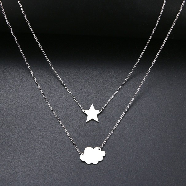 Dubbele damesketting met hangers zilver 3
