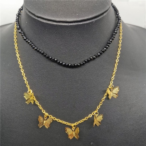 Dubbele damesketting met vlinders en kralen 4