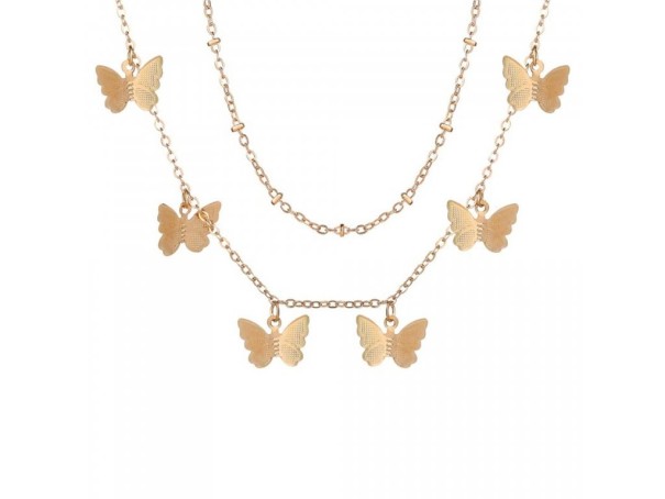 Dubbele damesketting met vlinders G809 4