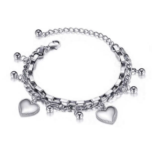 Dubbele schakelarmband voor dames zilver