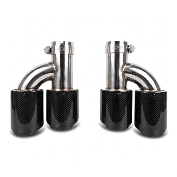 Dubbele uitlaatdoppen, set links en rechts, inlaat 56 mm, uitlaat 89 mm, echte carbon, zwart en zilver, voor achteruitlaat van de auto 1