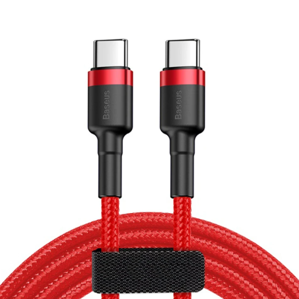 Dubbele USB C naar USB C 60W snellaadkabel 2m 5A PD-datakabel voor opladen en synchroniseren rood