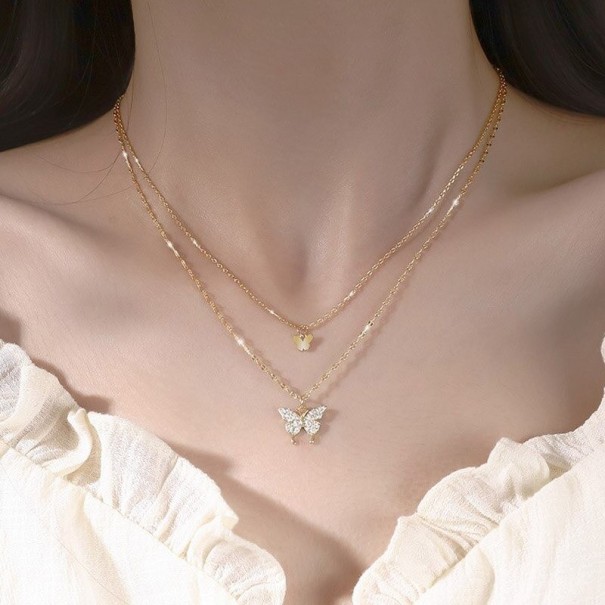 Dubbele vlinderketting voor dames D520 goud