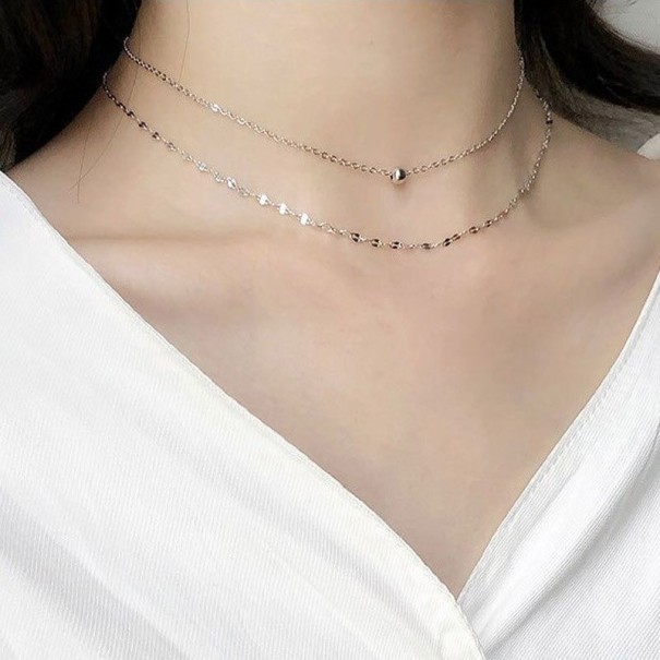 Dubbelhalsband för kvinnor D507 silver