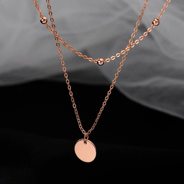 Dubbelhalsband för kvinnor med hänge D425 gammelrosa