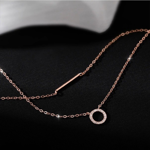 Dubbelhalsband för kvinnor med hänge D534 gammelrosa