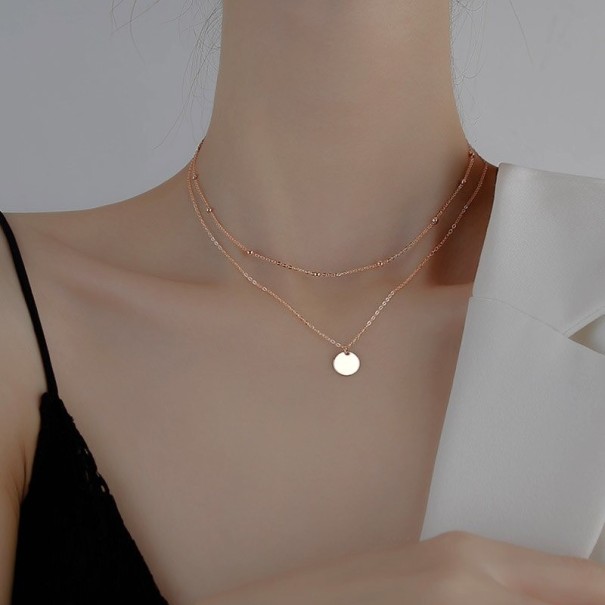 Dubbelhalsband för kvinnor med hänge D606 gammelrosa
