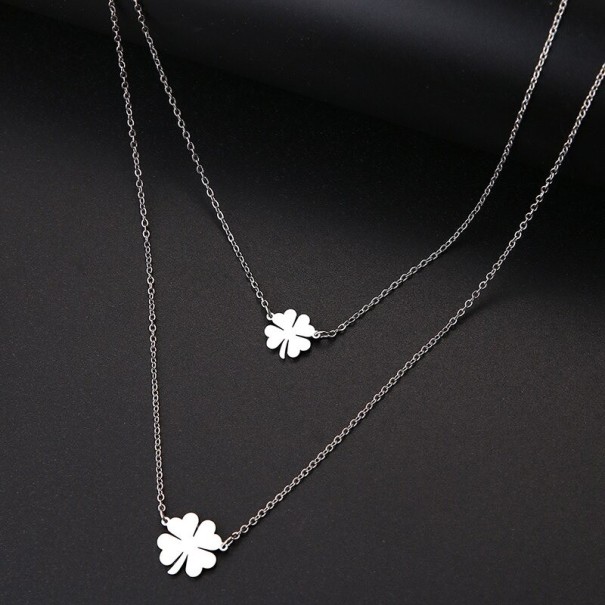 Dubbelhalsband för kvinnor med hängen D259 silver 1