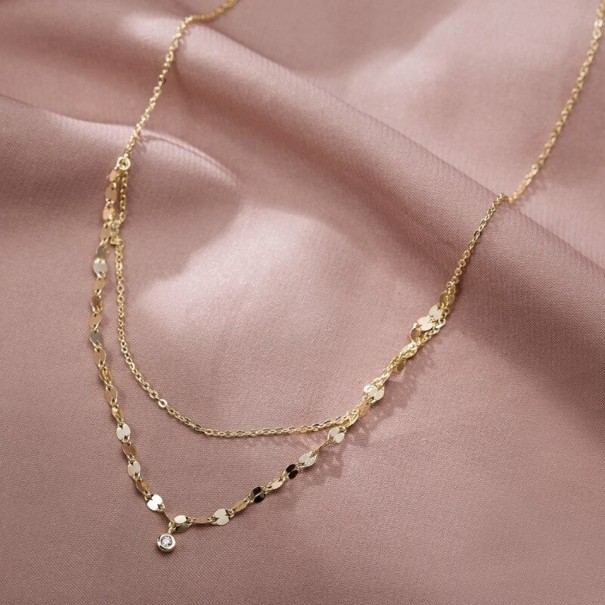 Dubbelhalsband för kvinnor med sten guld