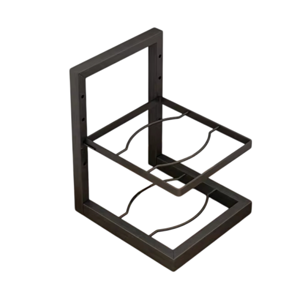 Dubbellagerkökorganisatör för grytor med justerbar höjd 26,5 × 22,5 × 32 cm i kolstål svart för köksskåp och bänkskiva 1