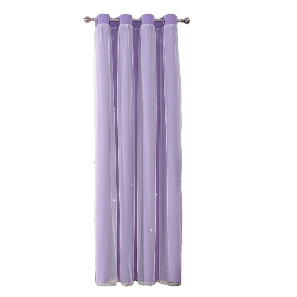 Dubbellagers barngardiner med stjärnor Ogenomskinliga gardiner med genomskinliga gardiner för barnrummet Flickgardiner med genomföringar 100 x 200 cm beige