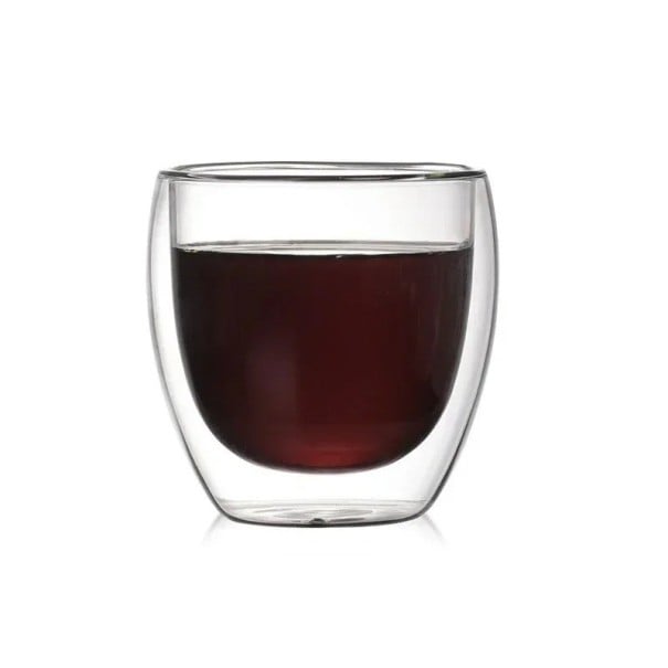 Dubbelwandige glazen beker 250 ml 6 stuks Hittebestendige thermosbeker zonder handvat Elegante glazen mok voor thee, koffie, latte en warme 1