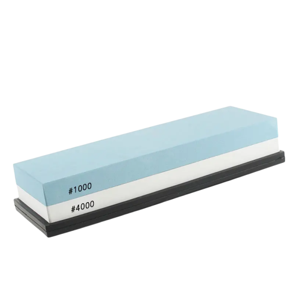 Dubbelzijdige messenslijper 1000/4000 korrel wit korund met antislip pad slijpsteen voor keukenmessen gereedschap en snijwerk 1