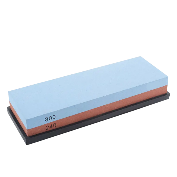 Dubbelzijdige messenslijper korrel 240/800 van wit korund met antislip achterkant, slijpsteen voor keukenmessen en snijgereedschappen 1