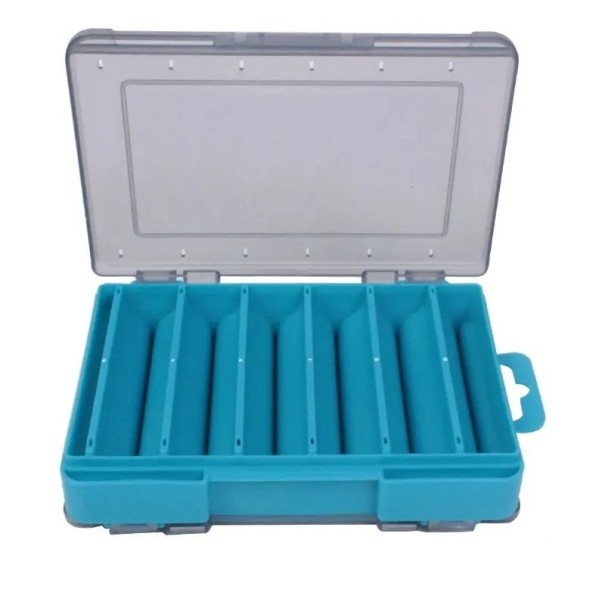Dubbelzijdige opbergdoos voor vishaken en aas 14 x 10,5 x 3 cm Compacte, draagbare doos met compartimenten Organizer voor visgerei Stevige kunststof doos voor visgerei geel