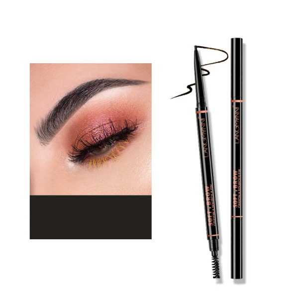 Dubbelzijdige roterende wenkbrauwpen 1,5 mm met borsteltje Navullengte 2,5 cm Precieze wenkbrauwvormgeving Cosmetisch wenkbrauwpotlood Uiterlijke verzorging zwart