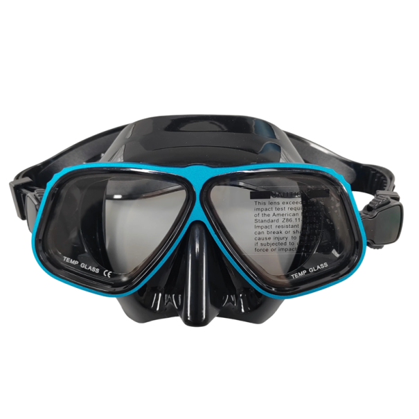 Duikbril met gehard glazen lenzen Waterdichte zwembril Snorkelen en duiken Zee-uitrusting blauw