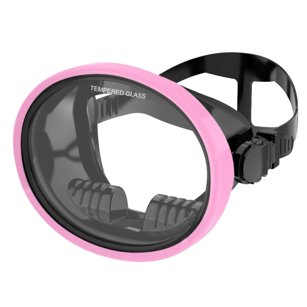 Duikmasker ovaal 16,3 x 13,5 cm Geharde glas Siliconen afdichting Masker voor ogen en neus voor snorkelen en onderwateravontuur roze