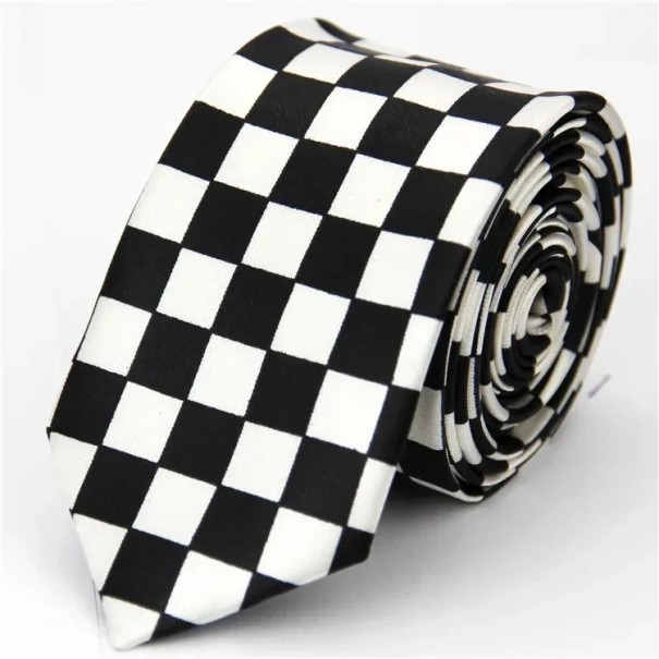 Dunne geruite stropdas 145 x 5 cm Stijlvolle unisex stropdas Moderne stropdas met patroon Modeaccessoire voor mannen en vrouwen voor formele en informele gelegenheden wit
