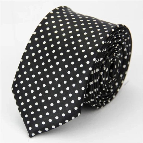 Dunne unisex stropdas met stippen 145 x 5 cm Elegante smalle stropdas Stijlvolle modieuze stropdas Moderne accessoire voor mannen en vrouwen voor sociale en zakelijke evenementen zwart