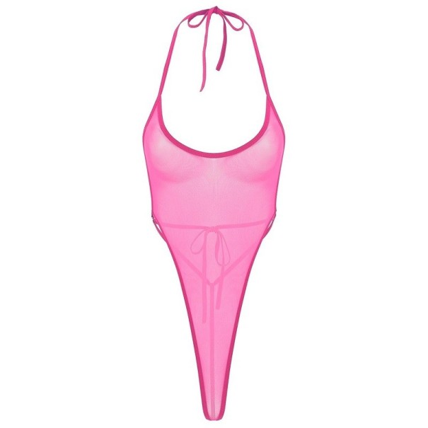 Durchscheinende Body für Damen P1109 dunkelrosa