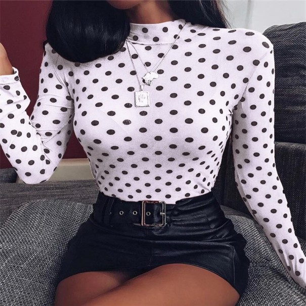 Durchscheinendes Damen-T-Shirt mit Punkten weiß L
