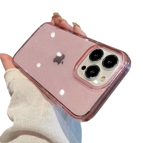 Durchsichtige Glitzerhülle für das iPhone 12 Pro, stoßfeste, flexible Abdeckung, schlankes und langlebiges Design, Schutz vor Kratzern und Stößen rosa