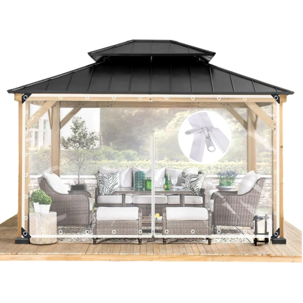 Durchsichtige wasserdichte Plane mit Ösen 2 × 3 m Schutzabdeckung für die Überdachung von Terrasse, Pergola, Balkon und Außenbereich