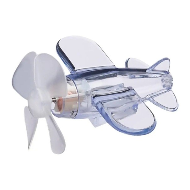 Durchsichtiges LED-Flugzeug mit Windturbine und drehender Propeller Leuchtende Dekoration für Motorrad, Auto oder Helm weiß