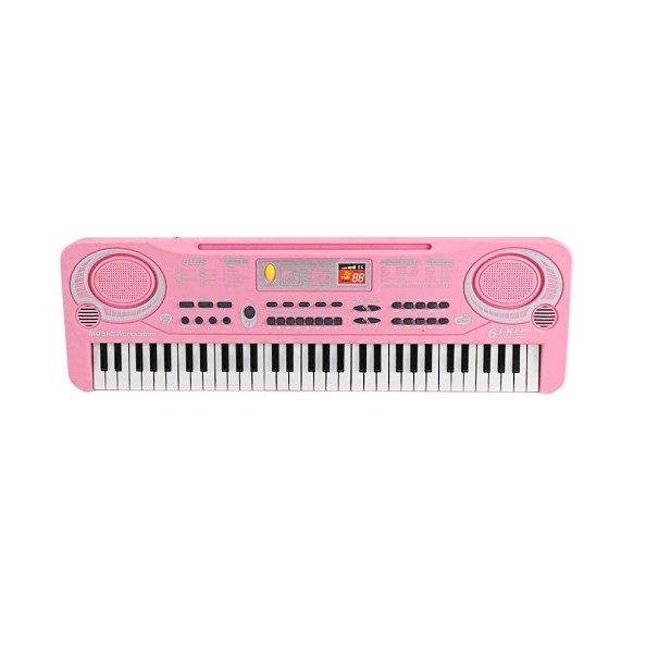 Duże 61-klawiszowe pianino z mikrofonem różowy