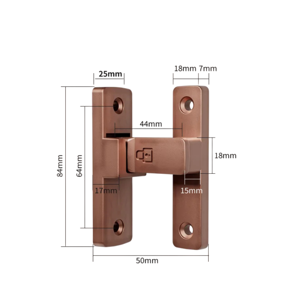 Dveřní západka 90° polohovací zámek 84 × 50 mm litá nerezová ocel otočný mechanismus pro dveře, branky a nábytek červená