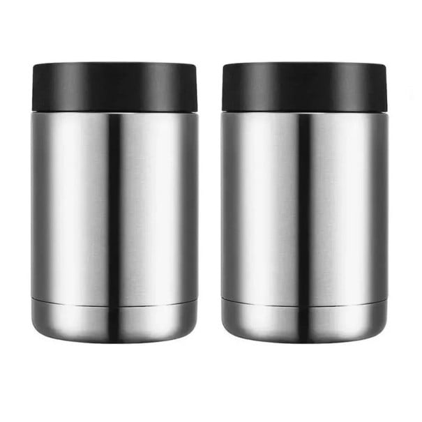 Dvoustěnný nerezový chladič plechovek a lahví termoizolační s víčkem sada 2 kusů objem 355 ml rozměr 7,8 x 12,5 x 7,8 cm na pivo a párty 1