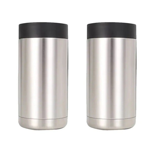 Dvoustěnný nerezový obal na plechovky a lahve chladicí termoizolační sada 2 kusů objem 500 ml rozměr 7,8 x 17,2 x 7,8 cm na pivo a nápoje 1