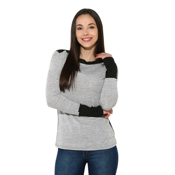 Dwukolorowy sweter damski szary L