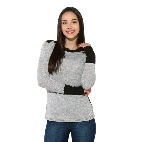Dwukolorowy sweter damski szary XS