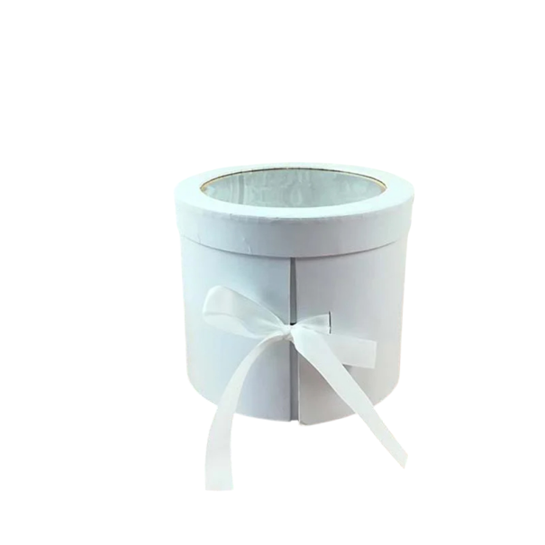 Dwuwarstwowe składane cylindryczne pudełko prezentowe z papieru z przezroczystą pokrywką Eleganckie opakowanie prezentowe Dekoracja pudełka na biżuterię 20x17cm biały