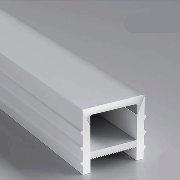Dyb silikone LED profil uden kant 14 x 14 mm Øverste bredde 15 mm Længde 1 m Fleksibel Diffusor Hvid Til spor Uden bånd 1