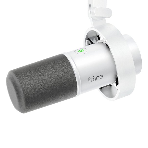 Dynamisk mikrofon FIFINE K688 USB- og XLR-udgang Monitorering 3,5 mm Gain-kontrol Touch-mute Shock mount Stemmeoptagelse Streaming hvid
