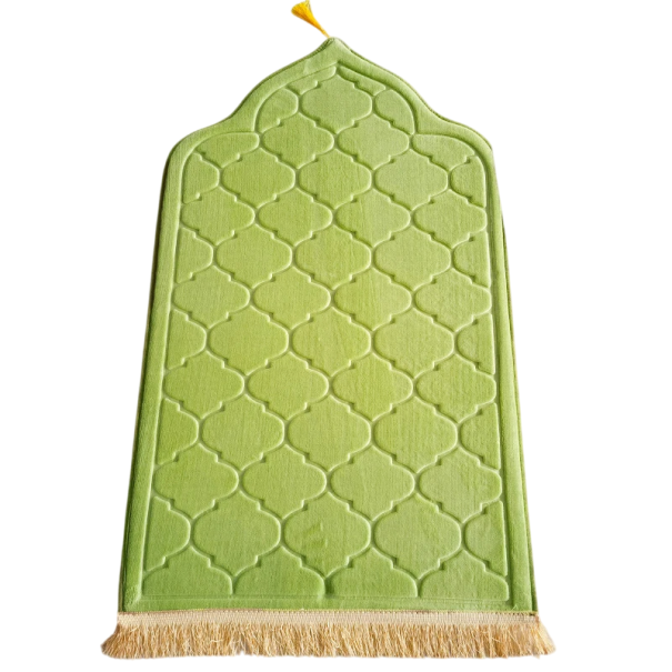Dywanik modlitewny flanelowy 65 x 110 cm Miękka, antypoślizgowa mata modlitewna Elegancki design islamski Wygoda w domu i meczecie zielony