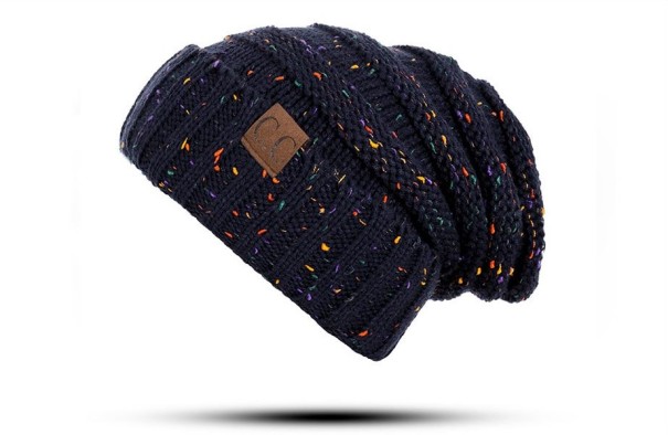 Dzianinowa czapka zimowa unisex J2949 ciemnoniebieski