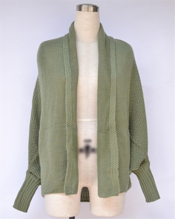 Dzianinowy kardigan damski A2201 zielony