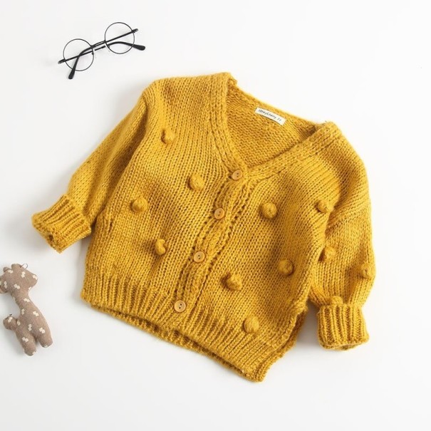 Dzianinowy sweter dziewczęcy L614 ciemnożółty 9-12 miesięcy