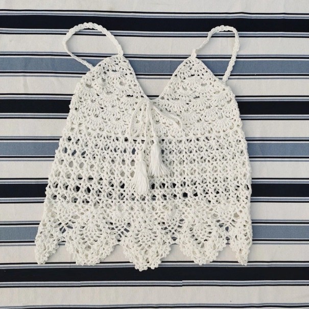 Dzianinowy top damski P645 biały M